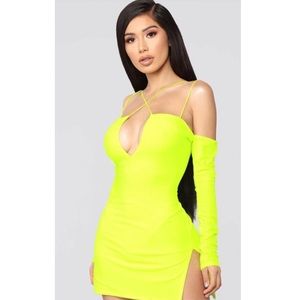 FASHIONNOVA neon off shoulder dress
